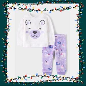 🎄The Children’s Place | Fleece Pajamas | 4T | Purple Bear | Holiday Drop🎄